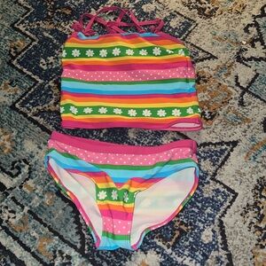 Gymboree tankini size 12 daisies w/ multicolor dots & stripes. GUC to be safe.